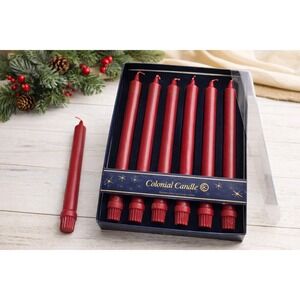 Vintage Colonial Candle Red Taper Candles Set of 6 Christmas Holiday‎ Decor
